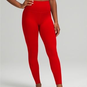 Red Lululemon align leggings “25 only worn 5 times tag cut off
